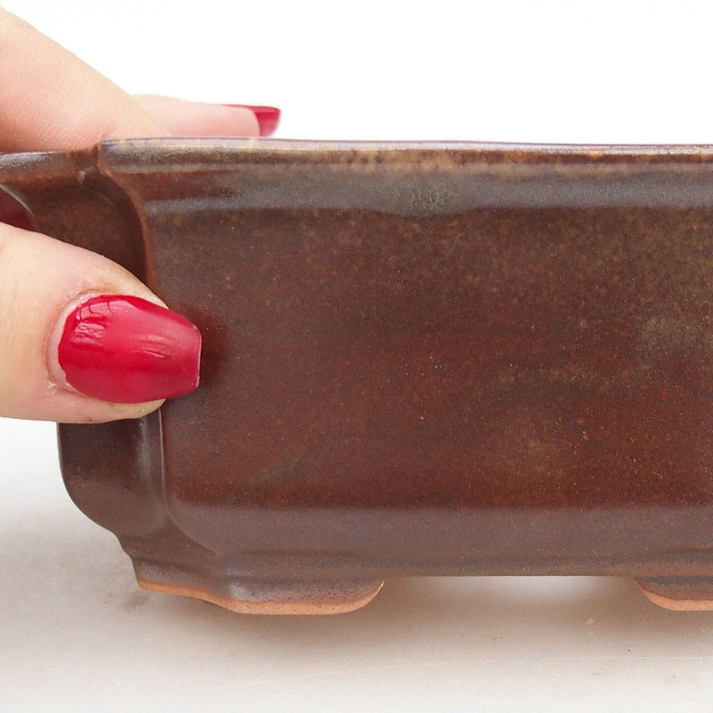Keramická bonsai miska 12,5 x 9 x 5,5 cm, barva hnědá