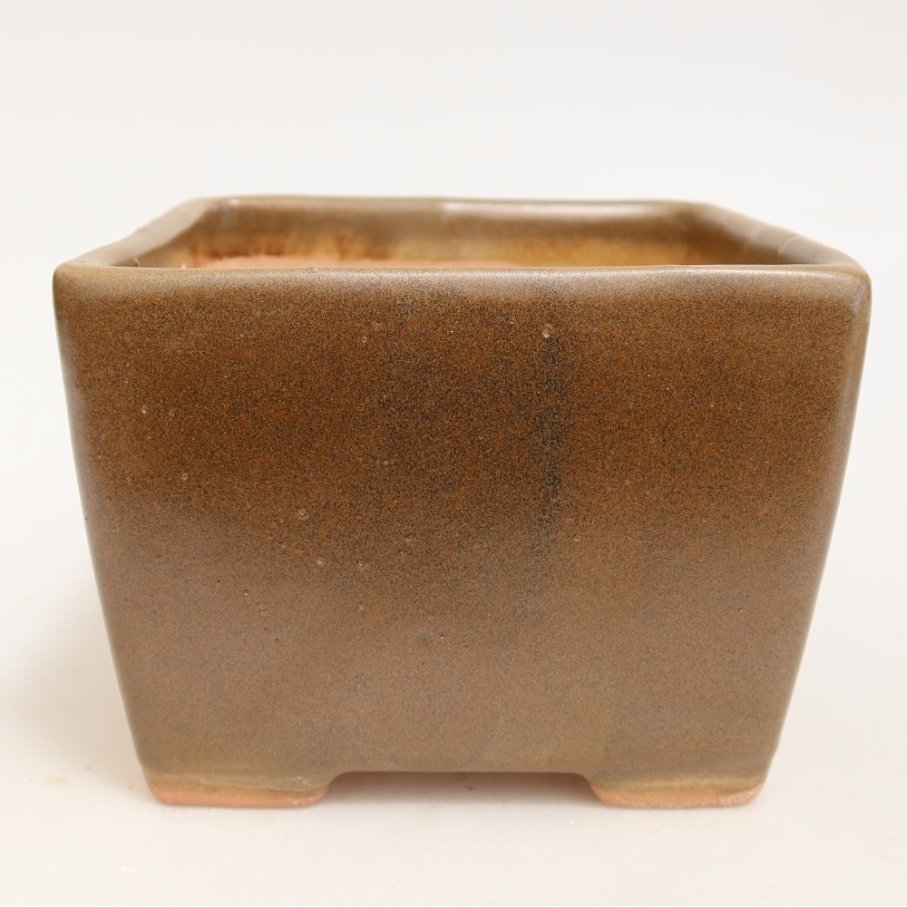 Keramická bonsai miska 11 x 11 x 8,5 cm, barva hnědá