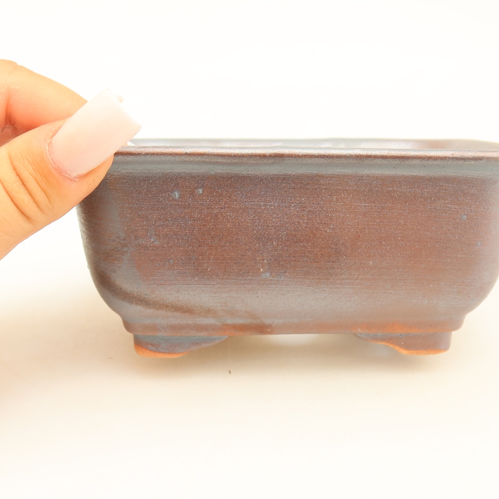 Keramická bonsai miska 13,5 x 10,5 x 6 cm, barva kovová
