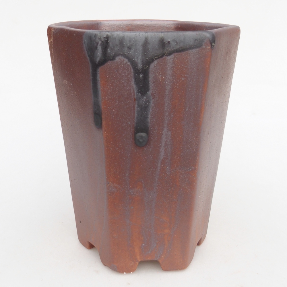 Keramická bonsai miska 12,5 x 11,5 x 16,5 cm, barva kovová