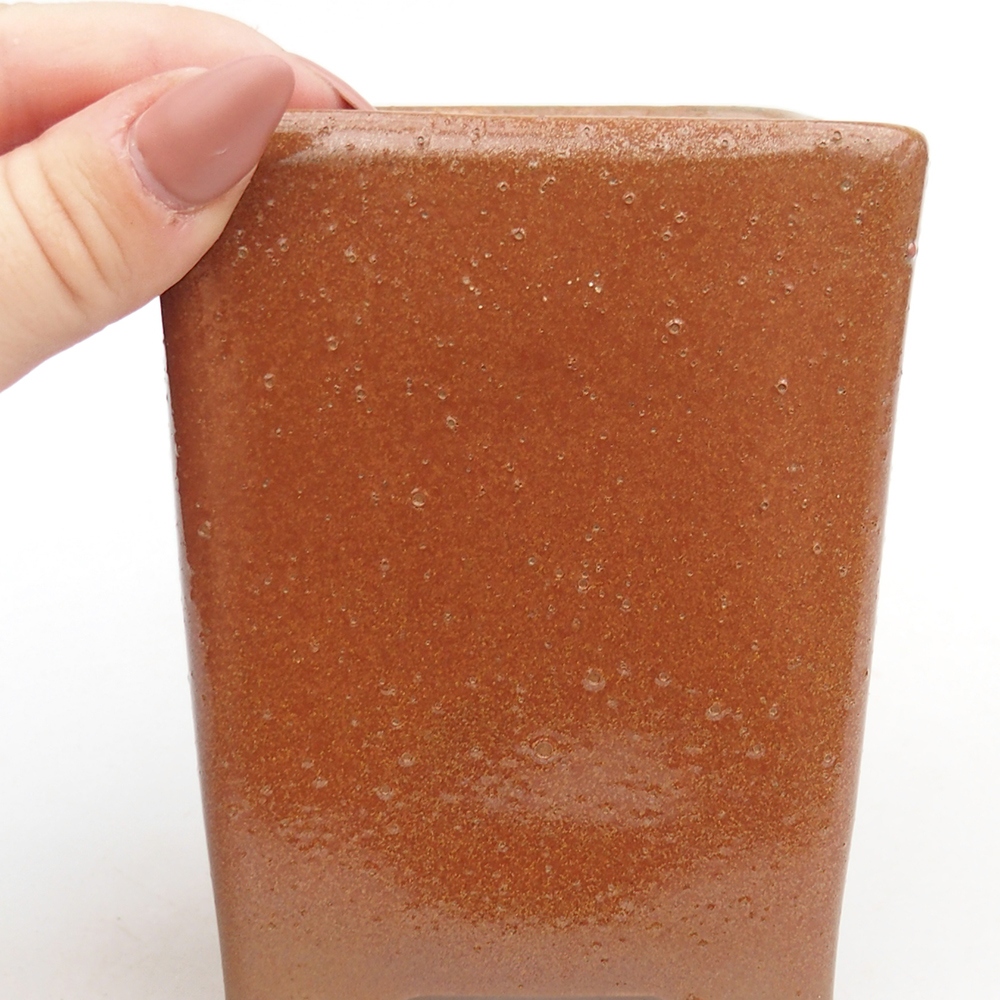 Keramická bonsai miska 8,5 x 8,5  x 11,5 cm, barva hnědá