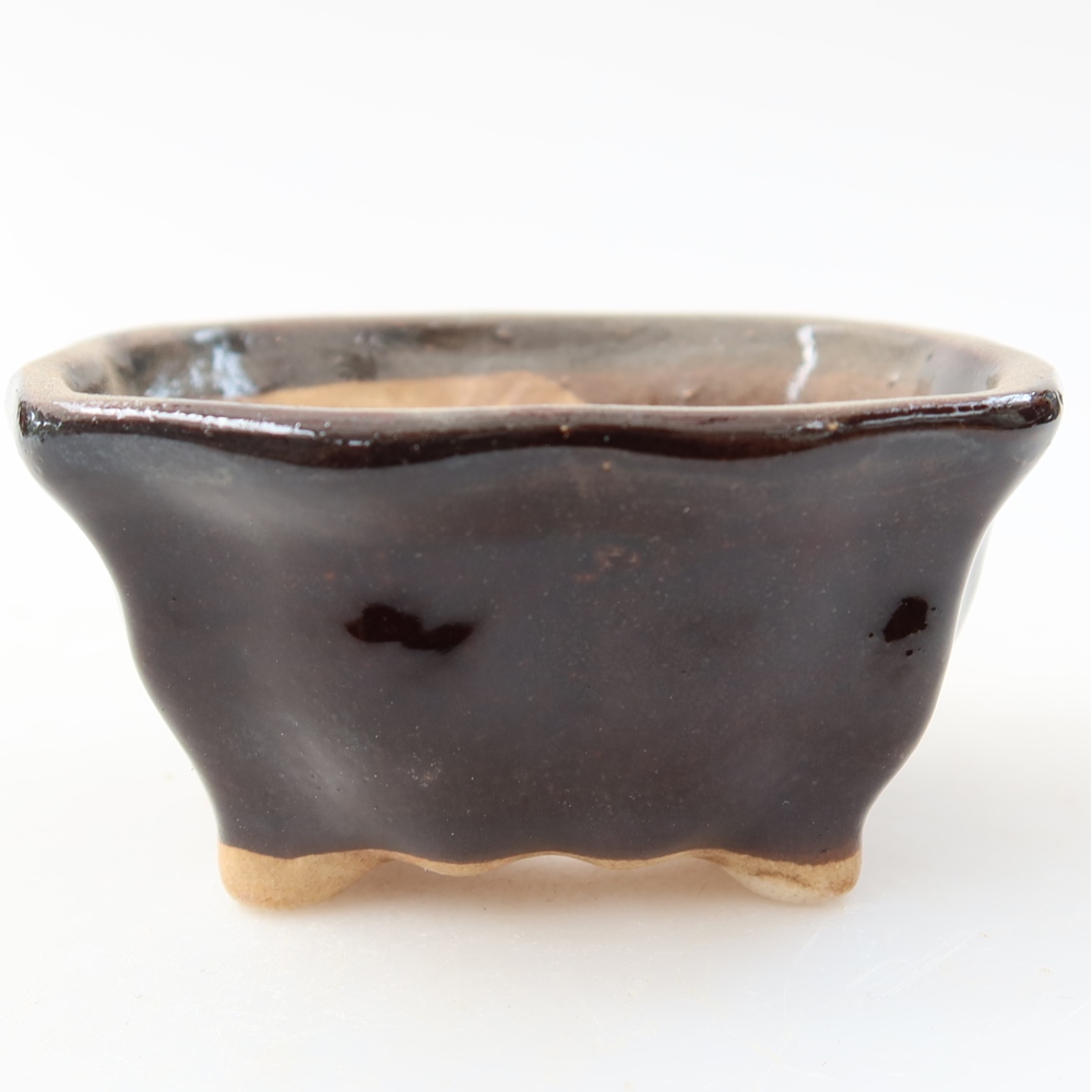 Keramická bonsai miska 7,5 x 7 x 3,5 cm, barva hnědá