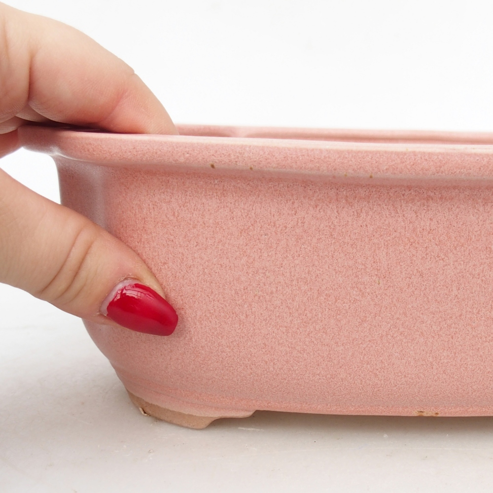 Keramická bonsai miska 22 x 18 x 7,5 cm, barva růžová