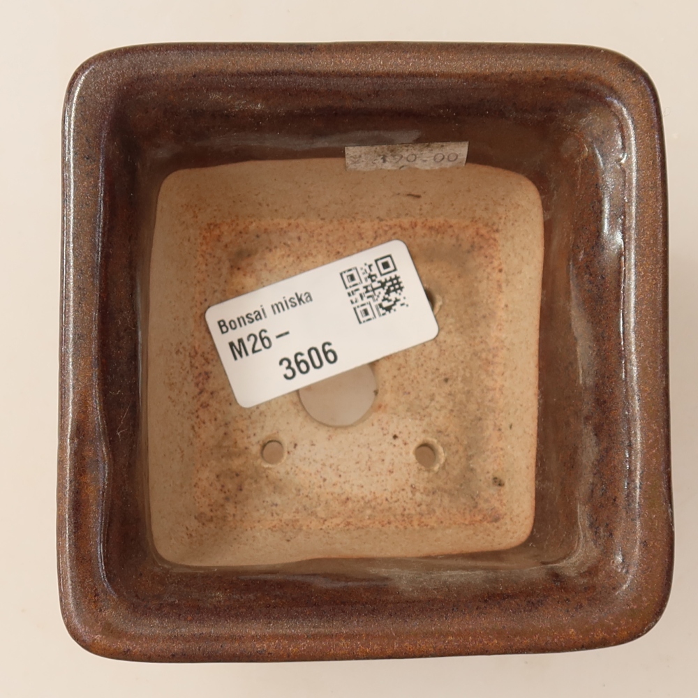 Keramická bonsai miska 9,5 x 9,5 x 5,5 cm, barva hnědá