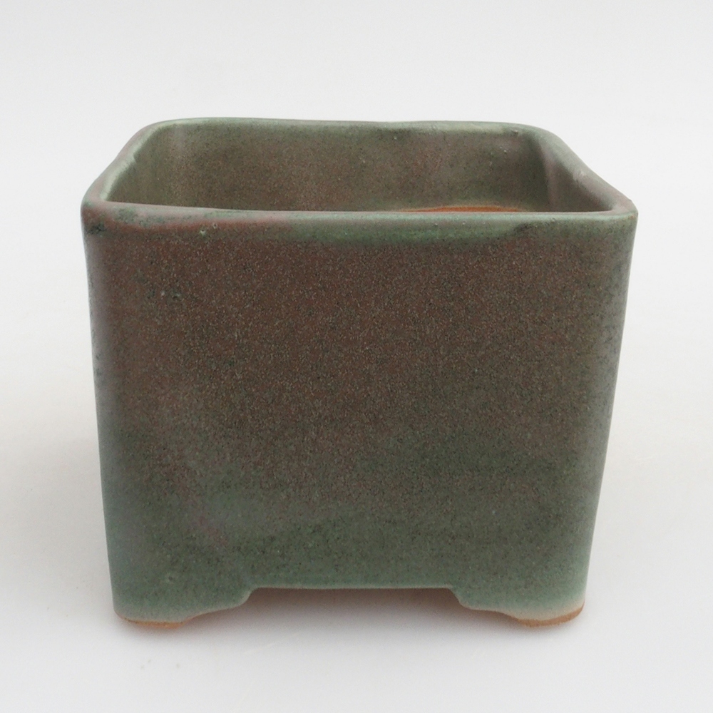 Keramická bonsai miska 10 x 10 x 8 cm, barva zelená