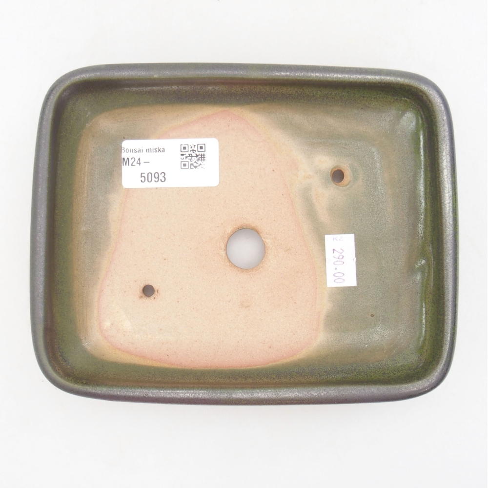 Keramická bonsai miska 17 x 14 x 3,5 cm, barva zelená