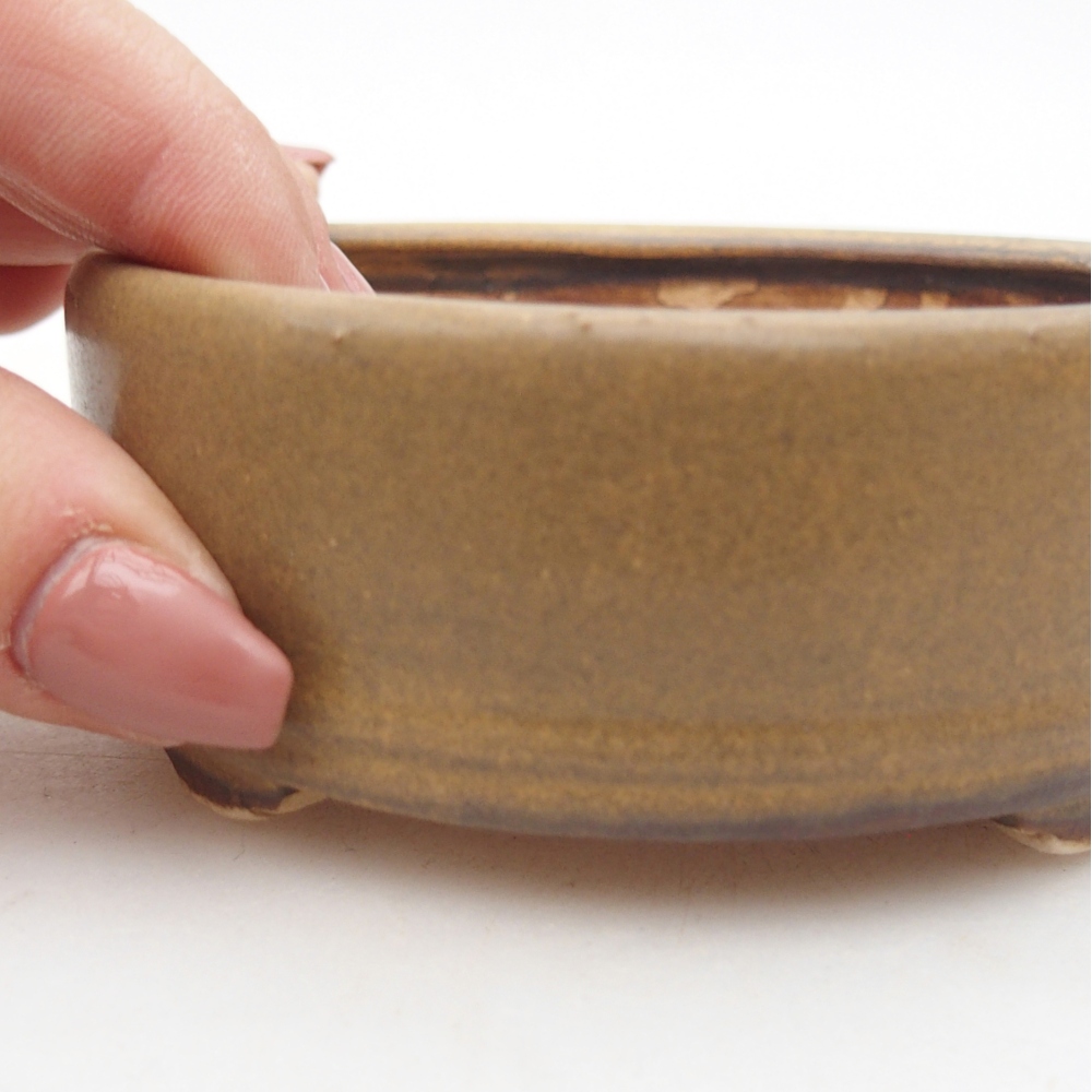 Keramická bonsai miska 9 x 9 x 3,5 cm, barva hnědá