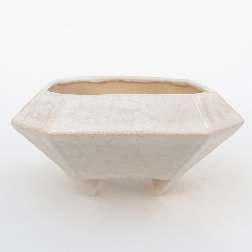 Keramická bonsai miska 13,5 x 13,5 x 7,5 cm, barva béžová