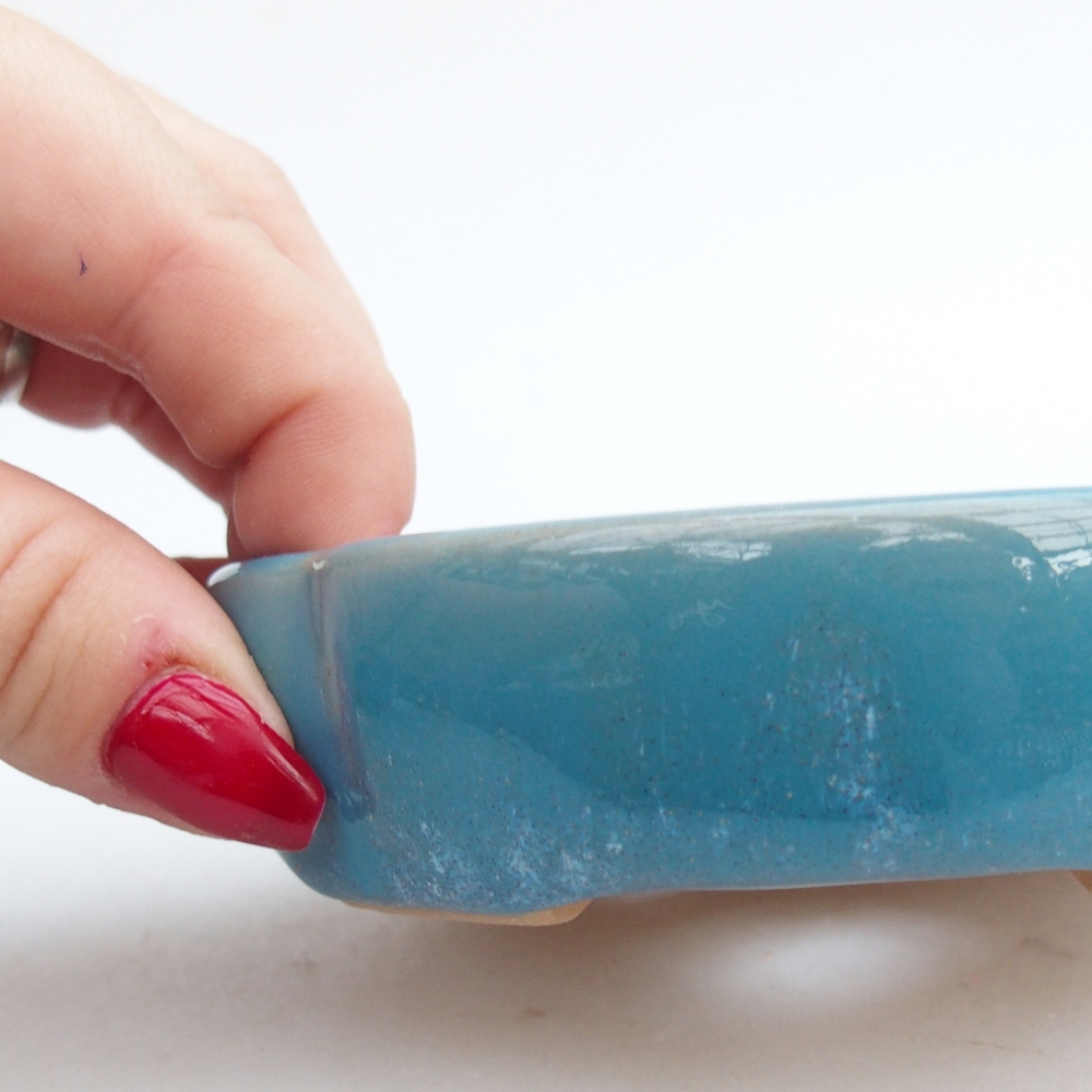 Keramická bonsai miska 11 x 11 x 3 cm, barva modrá