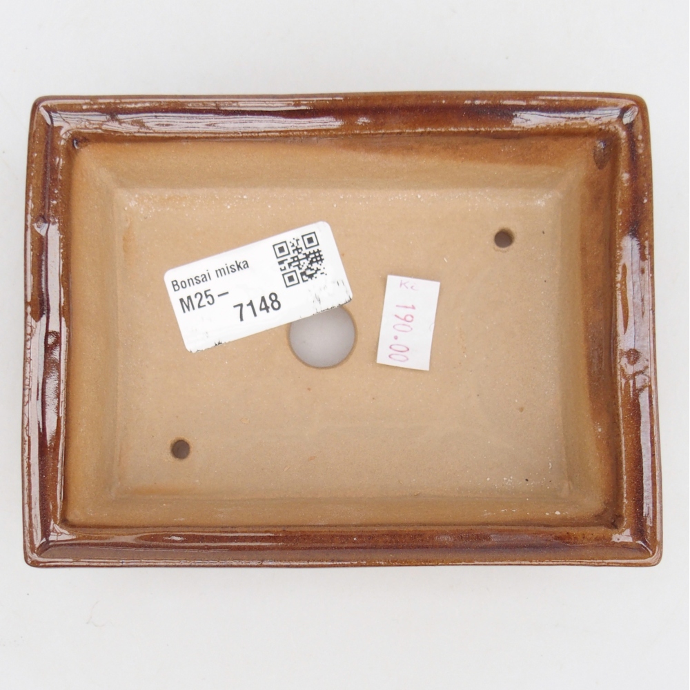 Keramická bonsai miska 13 x 10 x 4 cm, barva hnědá