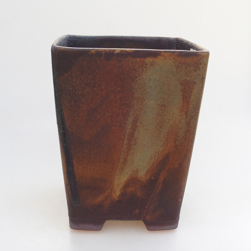 Keramická bonsai miska 15 x 15 x 19 cm, barva hnědozelená