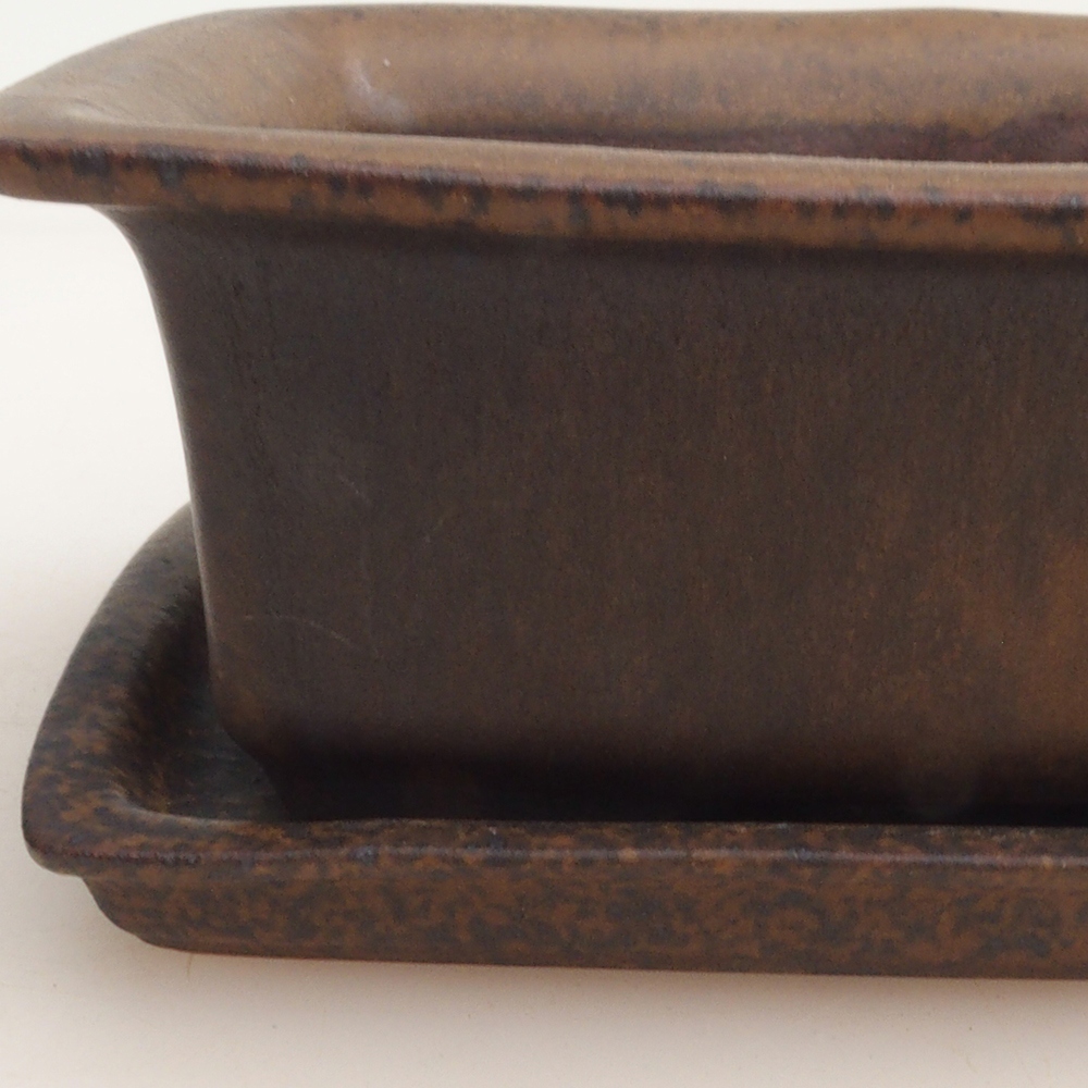 Bonsai miska + podmiska H11 - 11,5 x 10 x 4 cm.  - hnědá