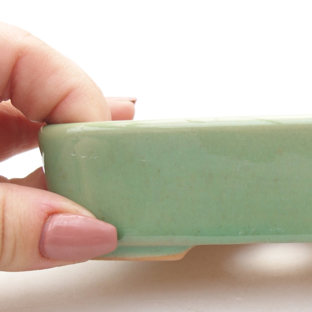 Keramická bonsai miska 12,5 x 9 x 3,5 cm, barva zelená