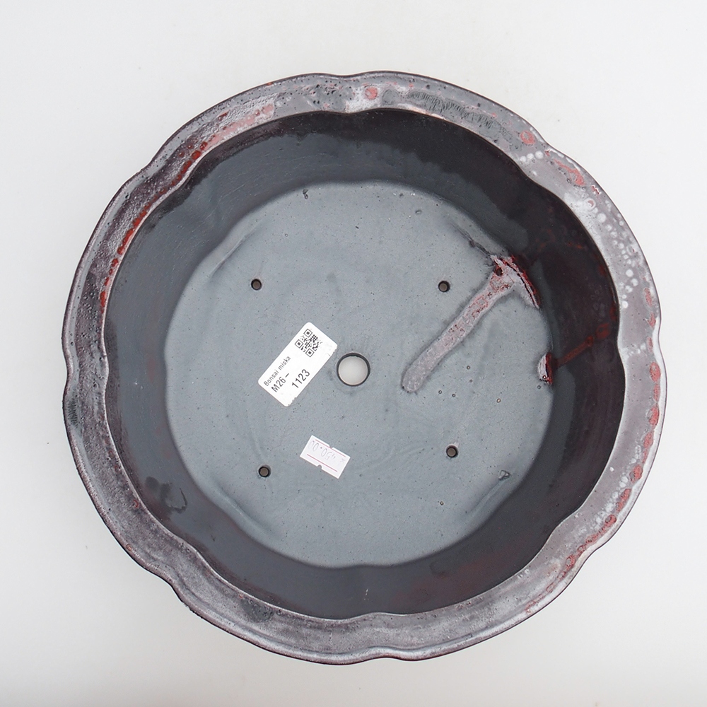 Keramická bonsai miska 26 x 26 x 8 cm, barva červenočerná