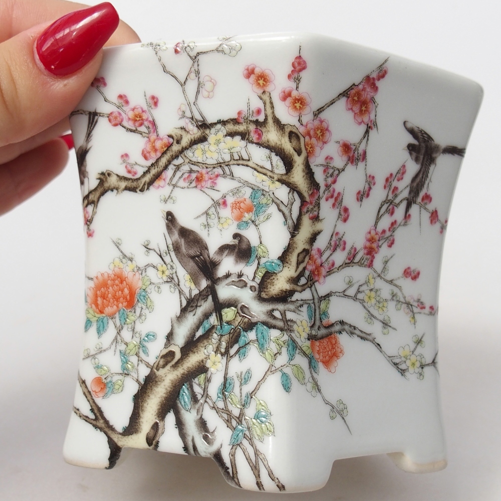 Keramická bonsai miska 10,5 x 9,5 x 9 cm, barva bílá