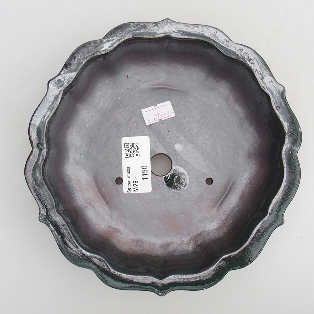 Keramická bonsai miska 18 x 18 x 4,5 cm, barva zelená