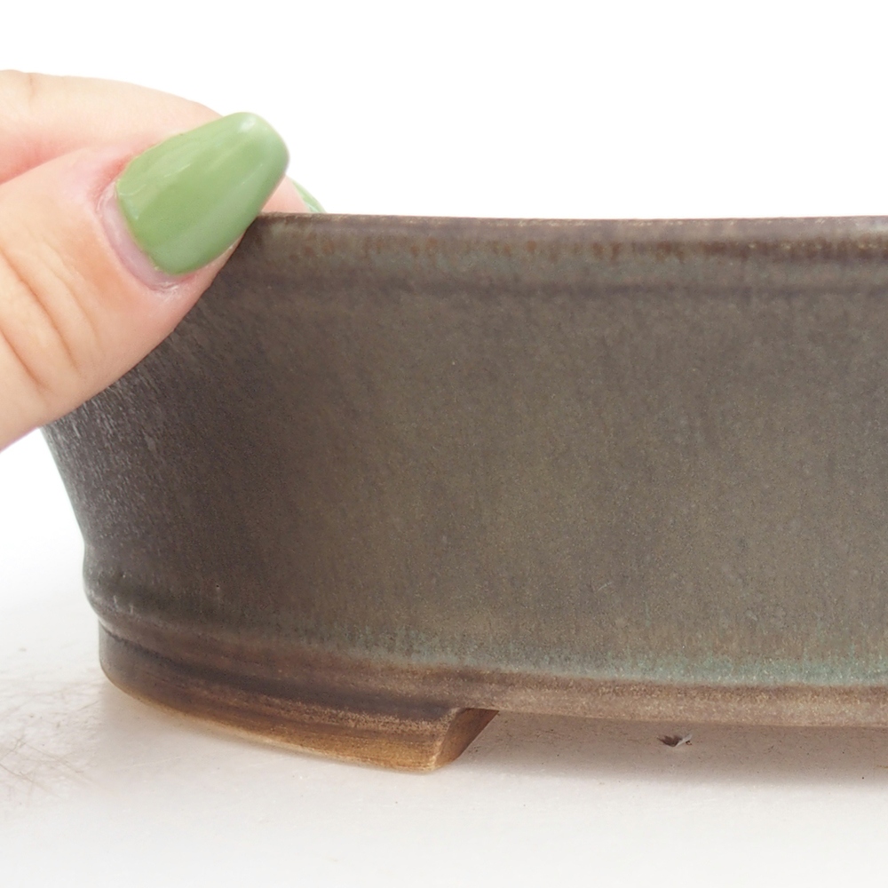 Keramická bonsai miska 28 x 25 x 6,5 cm, barva zelená