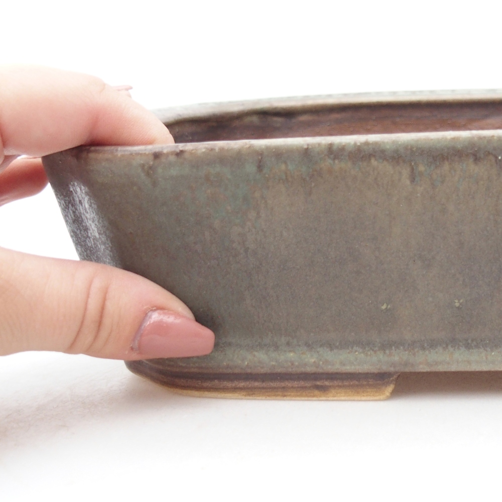 Keramická bonsai miska 25 x 21,5 x 6,5 cm, barva zelená