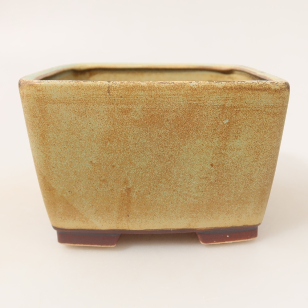 Keramická bonsai miska 13 x 13 x 8 cm, barva zelená