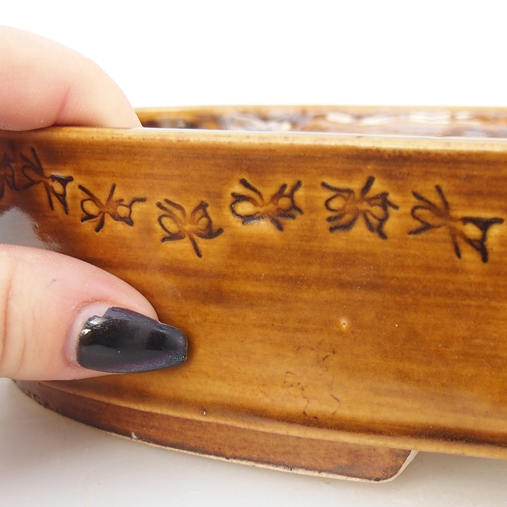 Keramická bonsai miska 31 x 23 x 5 cm, barva hnědá