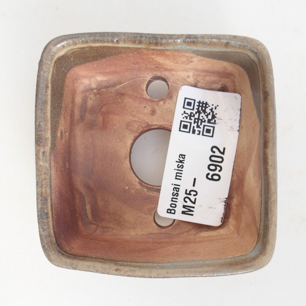 Keramická bonsai miska 6 x 6 x 3 cm, barva hnědá