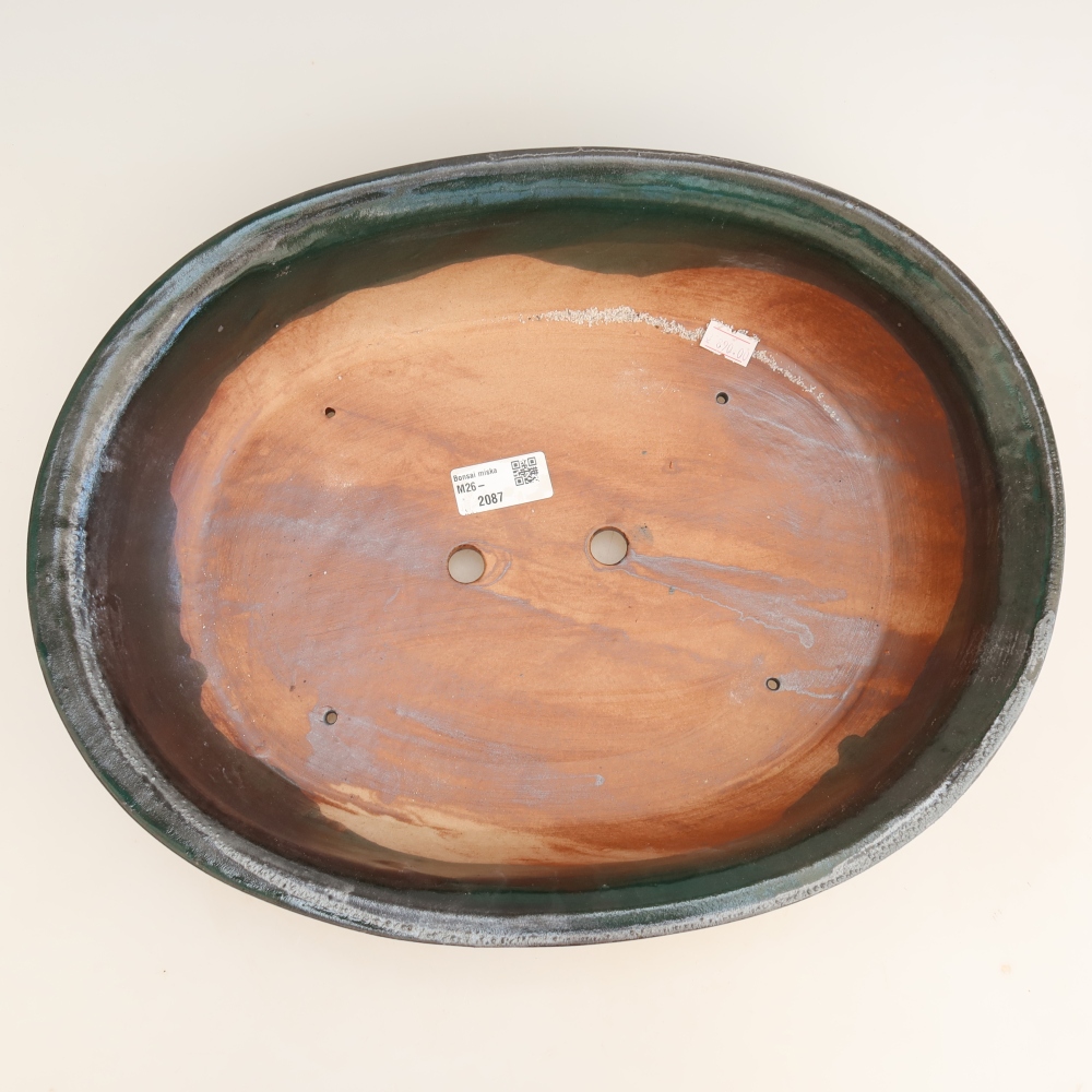 Keramická bonsai miska 36 x 28,5 x 8,5 cm, barva zelená