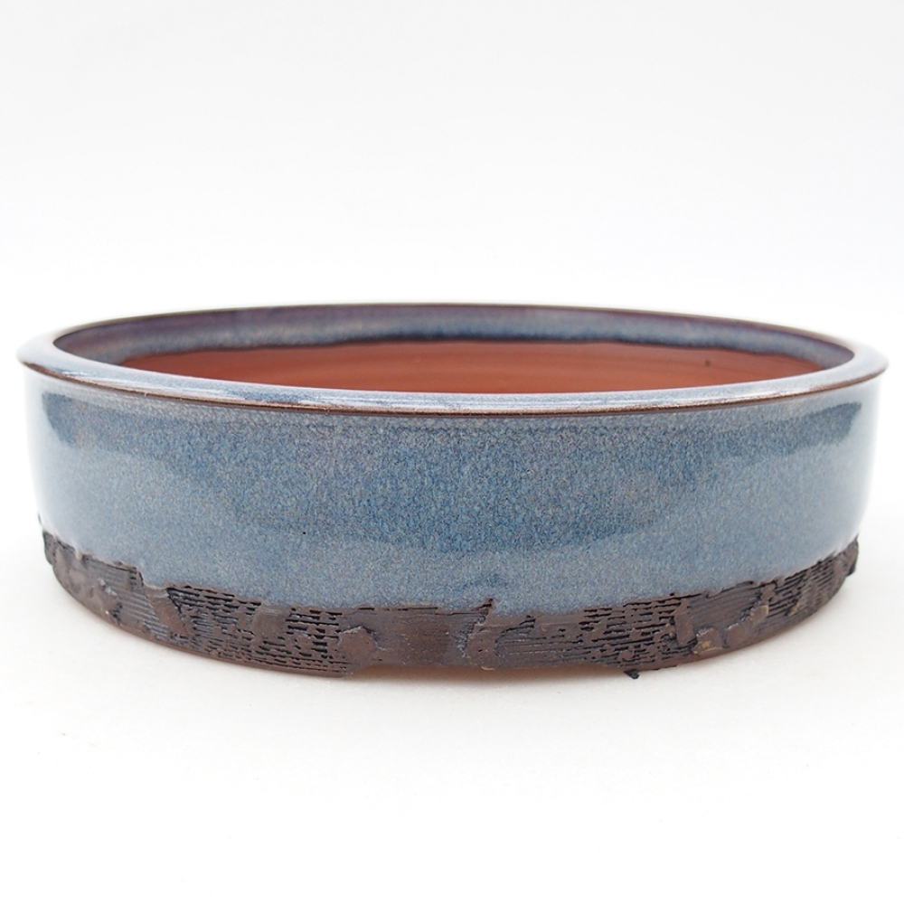 Keramická bonsai miska 20 x 20 x 5 cm, barva modrá