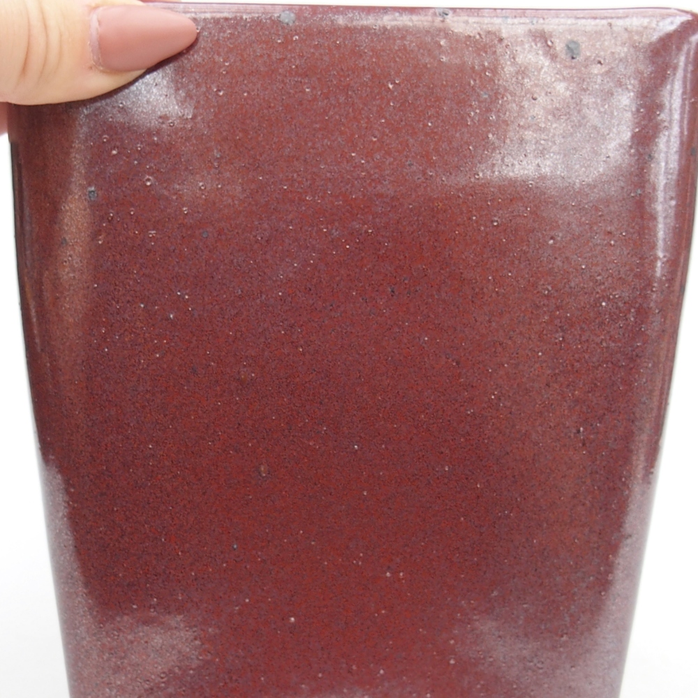 Keramická bonsai miska 13,5 x 13,5 x 15 cm, barva vínová