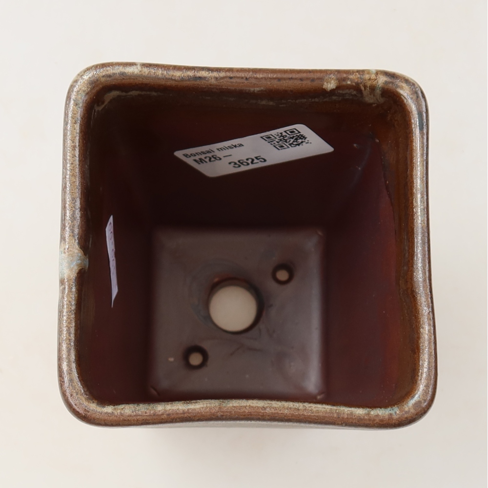 Keramická bonsai miska 8,5 x 8,5 x 11 cm, barva hnědá