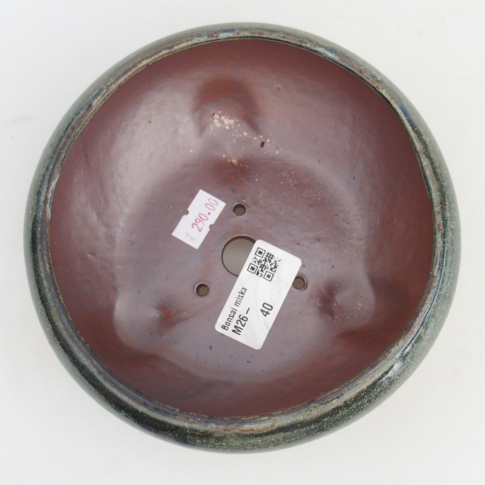 Keramická bonsai miska 15 x 15 x 7 cm, barva zelená