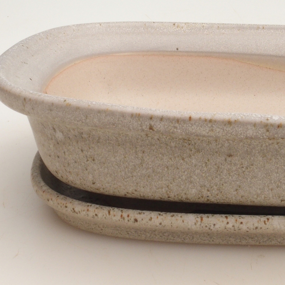 Bonsai miska + podmiska H25 - 23 x 17 x 5,5 cm. - béžová