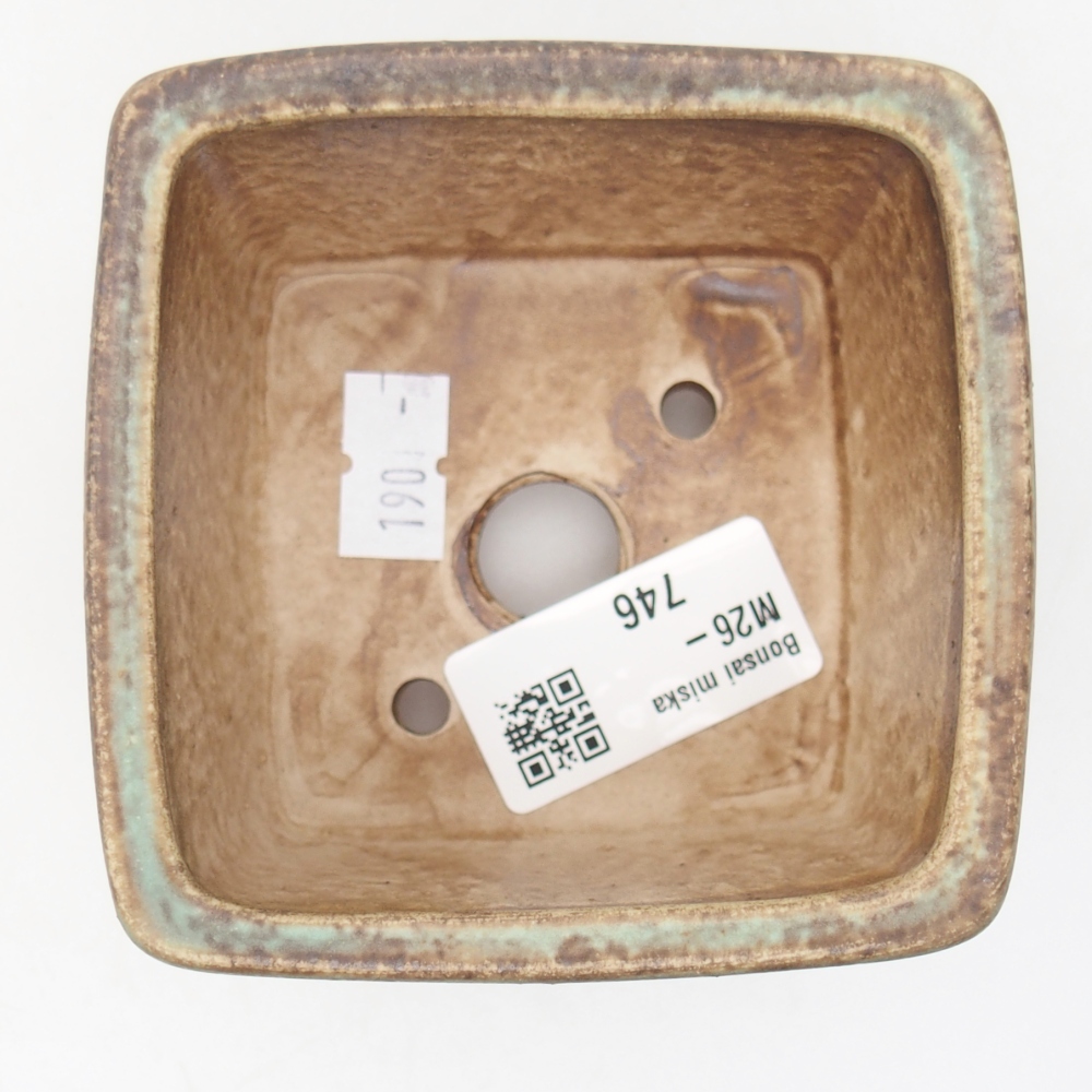 Keramická bonsai miska 8,5 x 8,5 x 5,5 cm, barva zelená