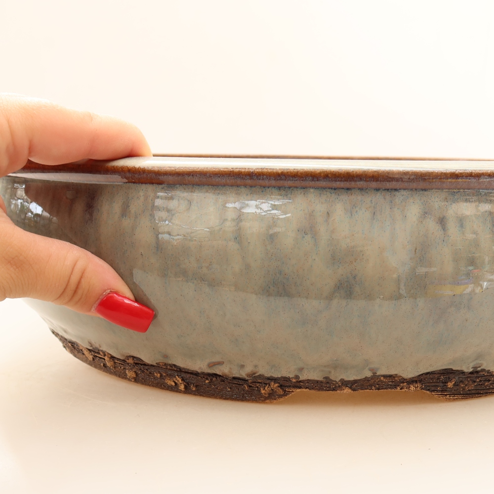 Keramická bonsai miska 33 x 33 x 9 cm, barva šedá - POUZE OSOBNÍ ODBĚR nebo paletová přeprava