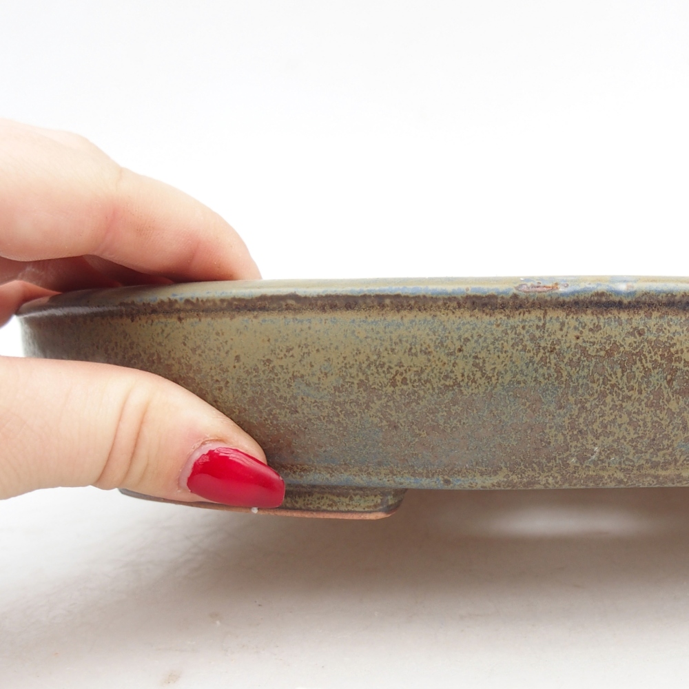 Keramická bonsai miska 24,5 x 20 x 4 cm, barva modrá