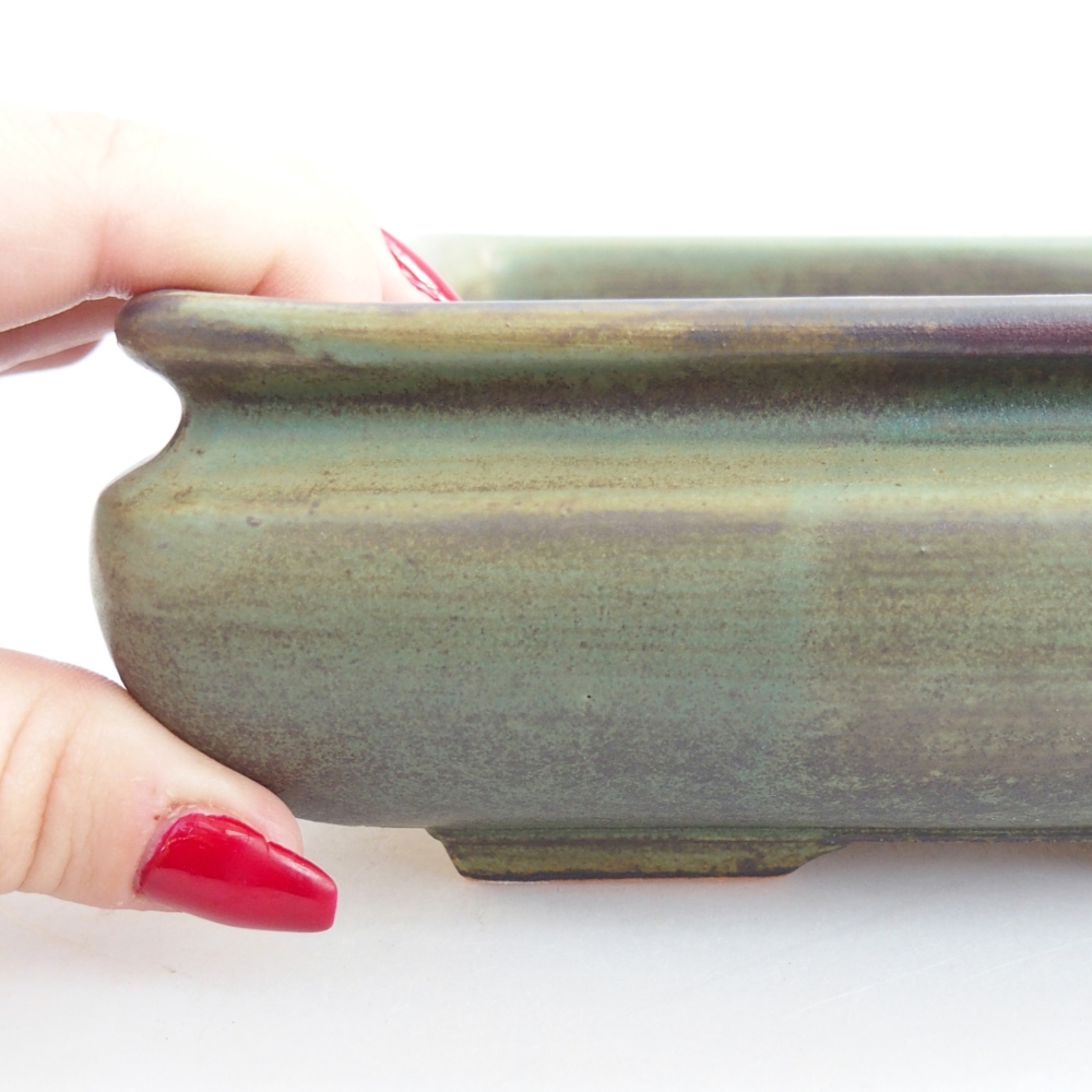 Keramická bonsai miska 15,5 x 15,5 x 6 cm, barva zelená