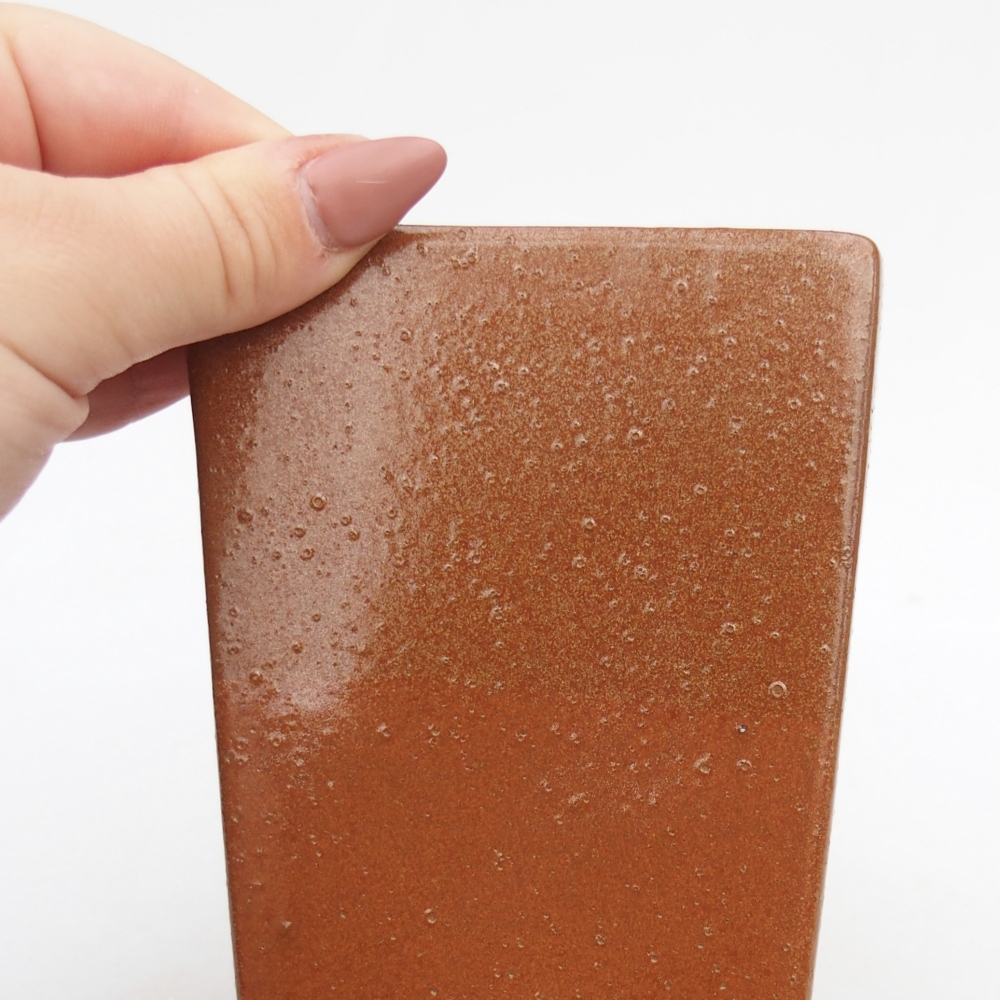 Keramická bonsai miska 9 x 9 x 12,5 cm, barva hnědá