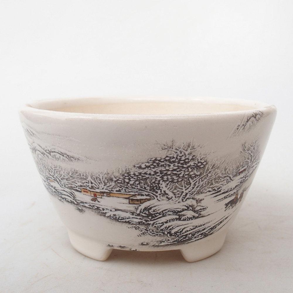 Keramická bonsai miska 12 x 12 x 6,5 cm, barva bílá