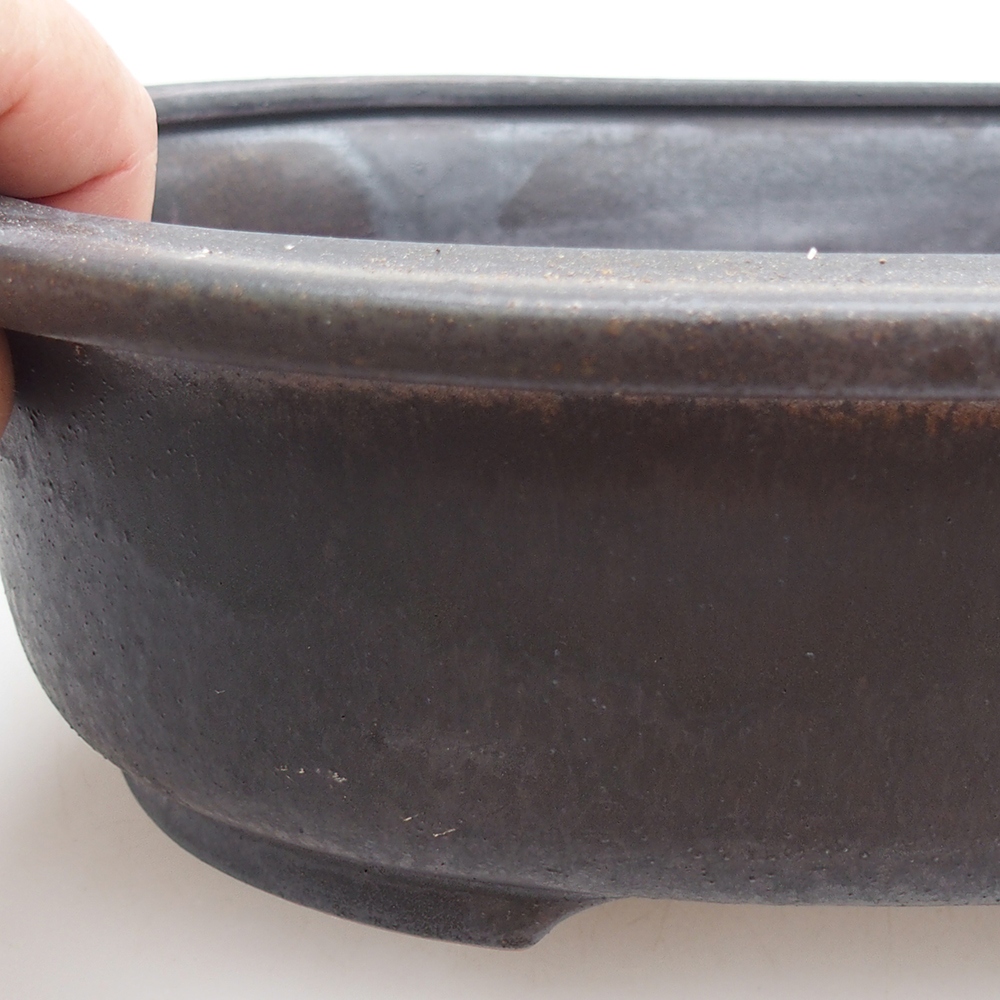 Keramická bonsai miska 25 x 20,5 x 8 cm, barva kovová