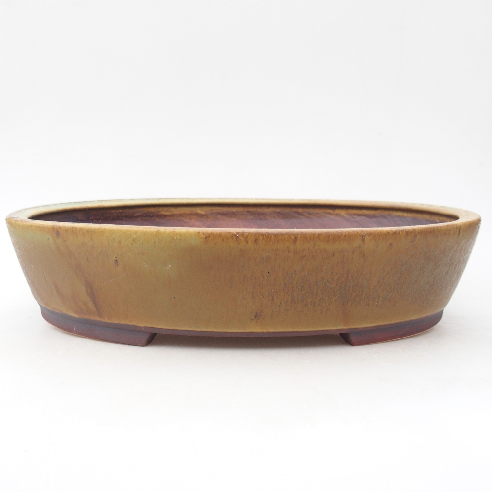 Keramická bonsai miska 28 x 24,5 x 6 cm, barva zelená