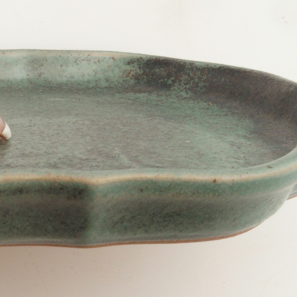 Keramická podmiska H06 - 14 x 14 x 1,5 cm  - zelená