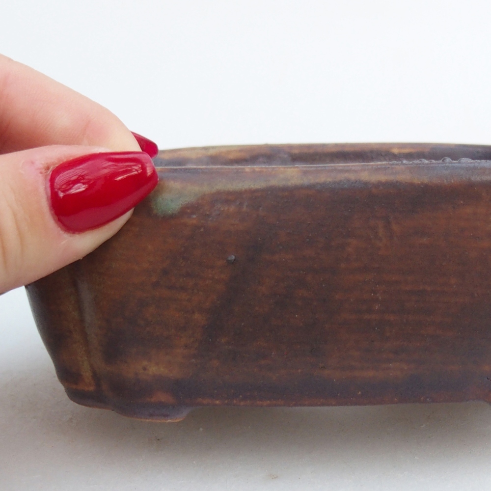 Keramická bonsai miska 12,5 x 9,5 x 4,5 cm, barva hnědá