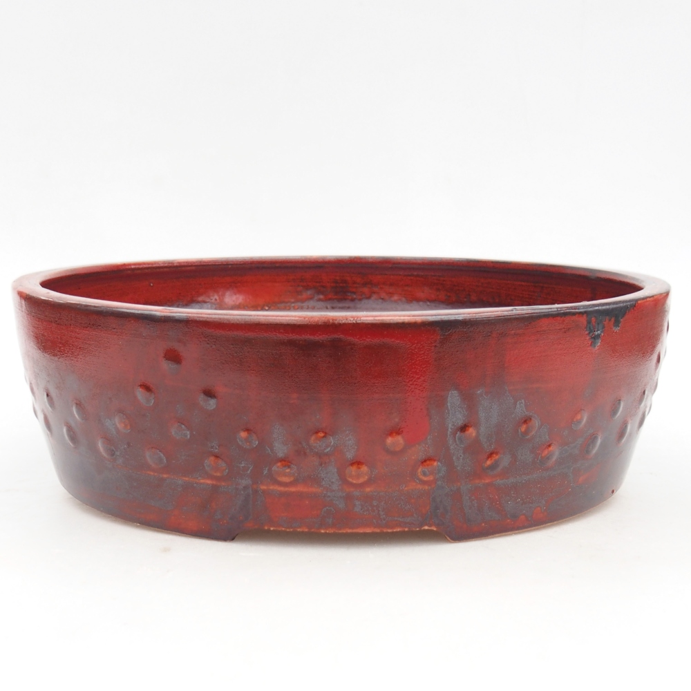 Keramická bonsai miska 24,5 x 24,5 x 7 cm, barva červená