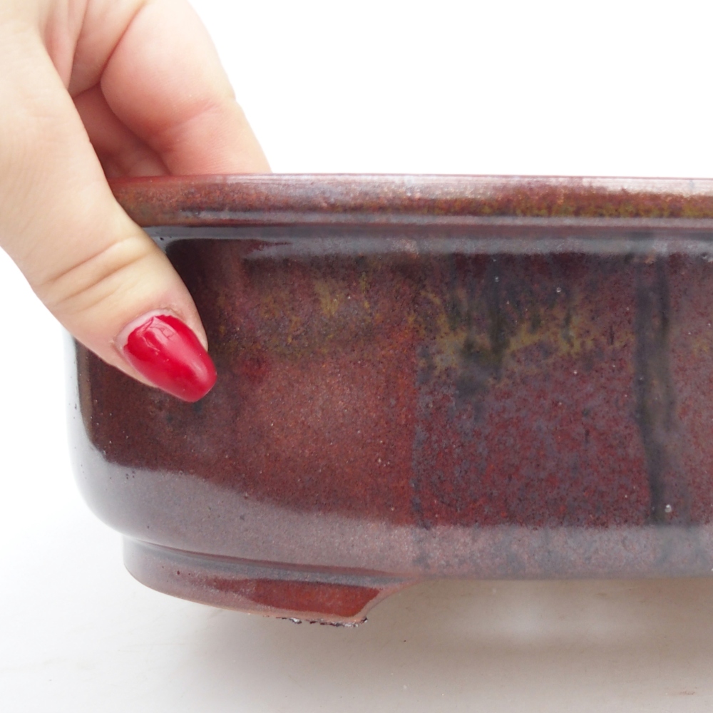 Keramická bonsai miska 26 x 22 x 8 cm, barva hnědá