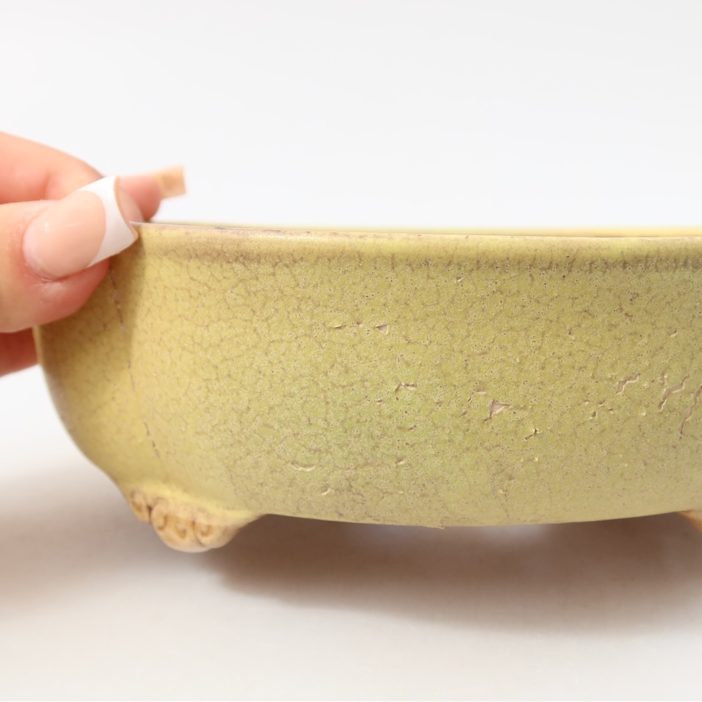Keramická bonsai miska 17,5 x 15,5 x 5,5 cm, barva žlutá