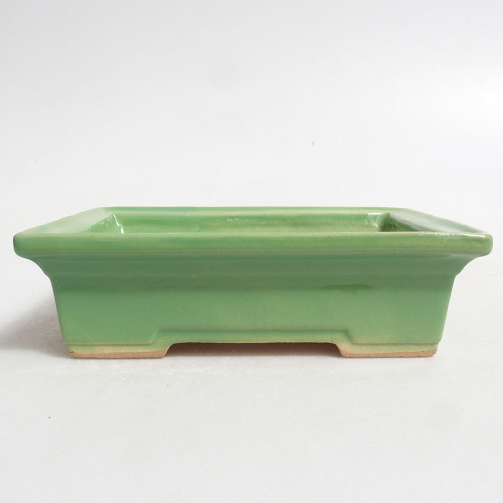 Keramická bonsai miska 13 x 10 x 4 cm, barva zelená