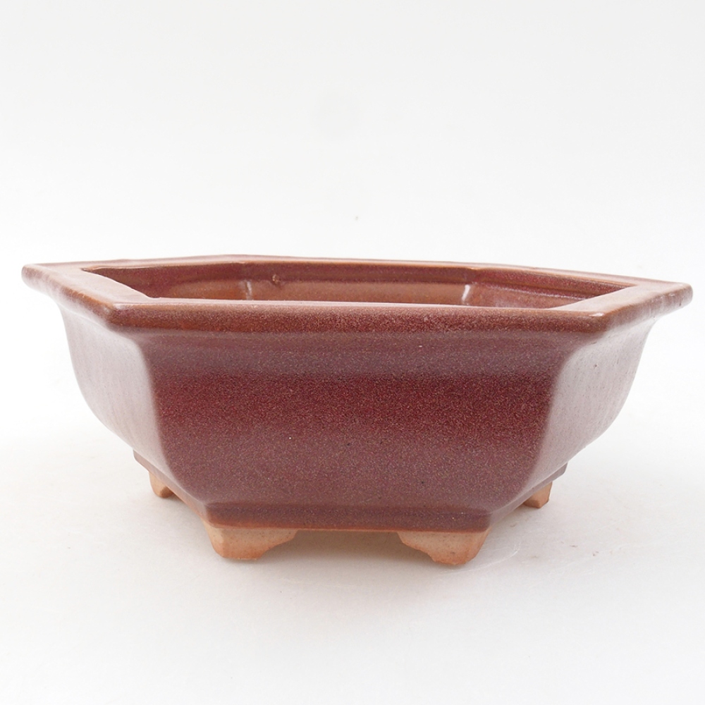 Keramická bonsai miska 14 x 11 x 4 cm, barva vínová