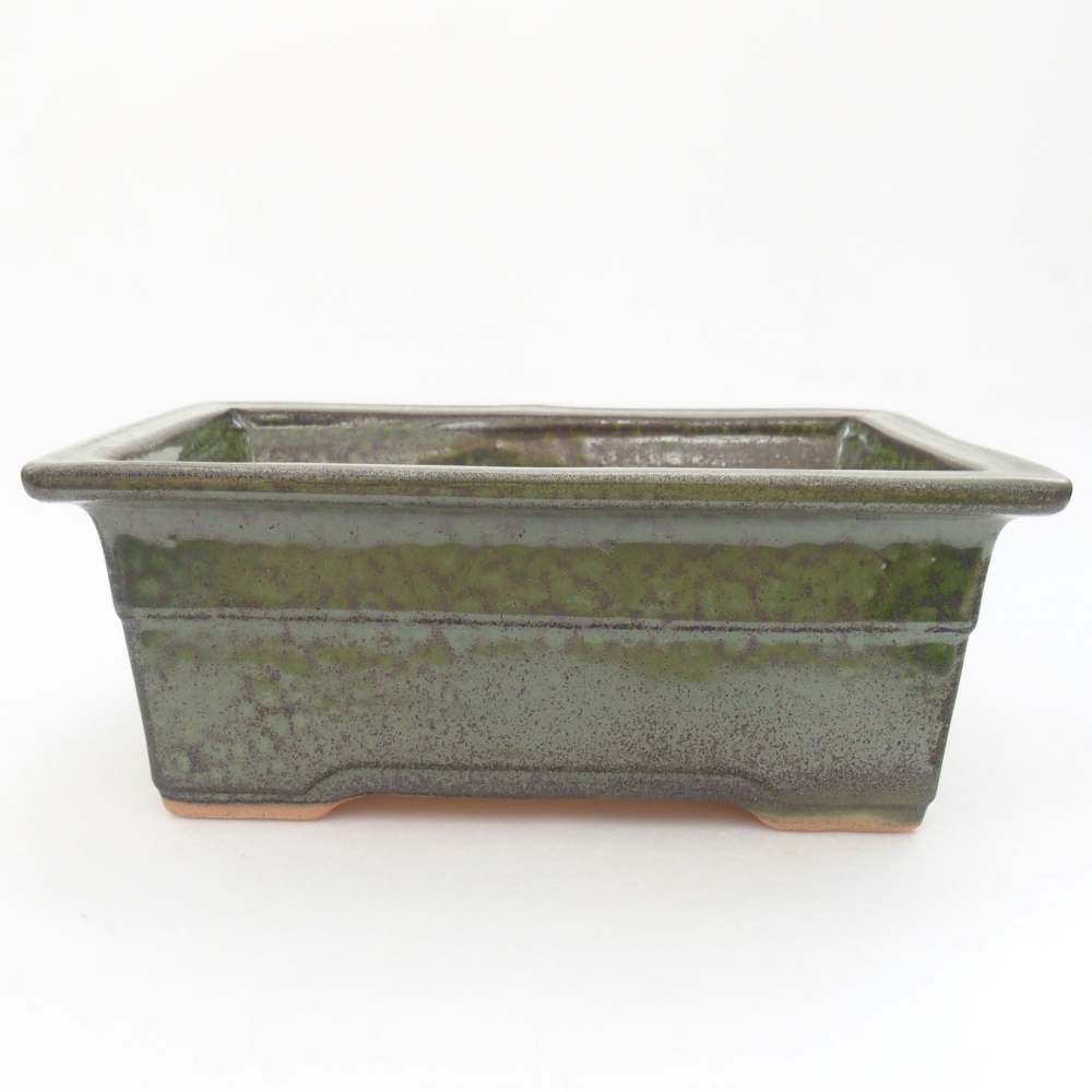 Keramická bonsai miska 19 x 13,5 x 7,5 cm, barva zelená