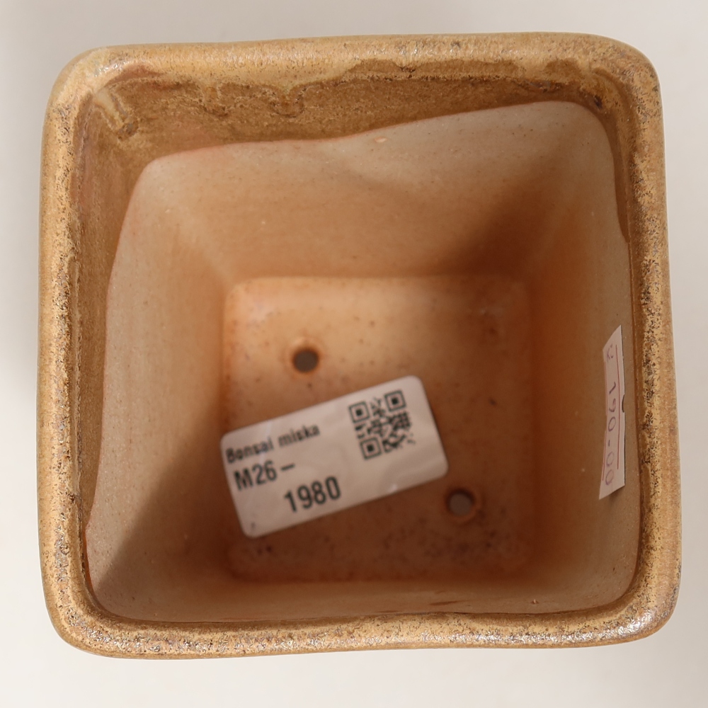 Keramická bonsai miska 7,5 x 7,5 x 10,5 cm, barva béžová