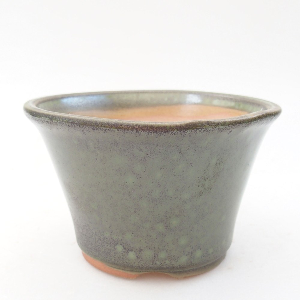 Keramická bonsai miska 11 x 11 x 7 cm, barva zelená