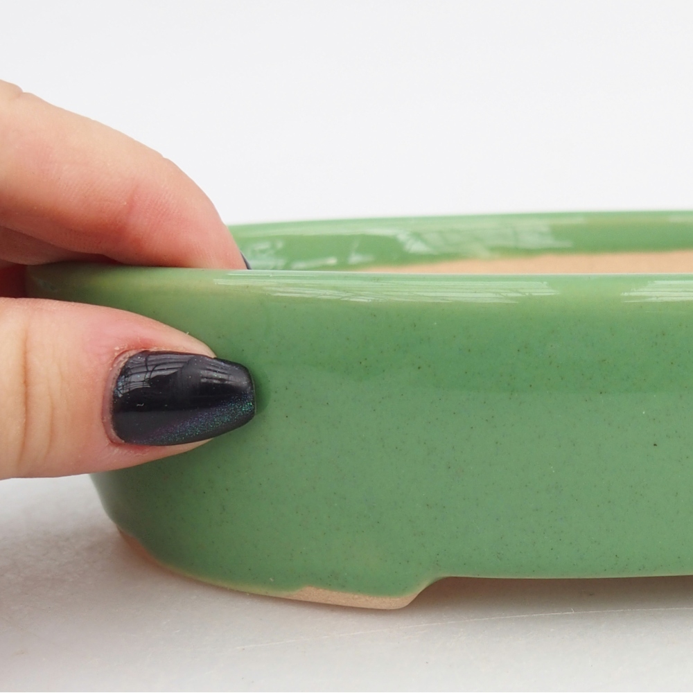 Keramická bonsai miska 17 x 14 x 4 cm, barva zelená